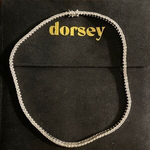 Dorsey Silver-Tone Tennis Necklace with Clear Stones